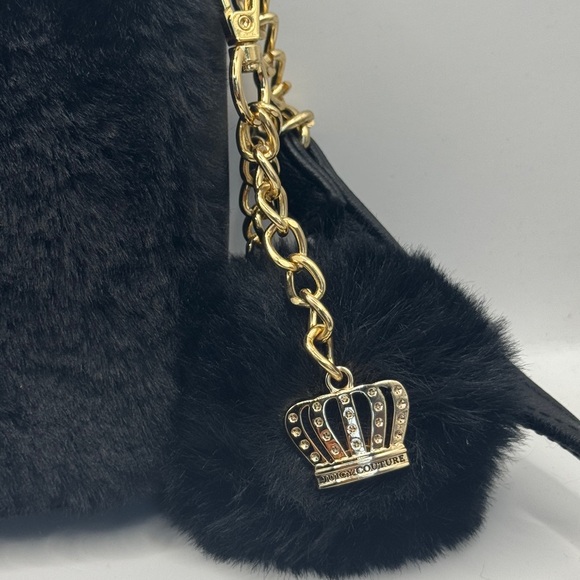 JUICY Fuzzy Black Crossbody Bag with Gold Chain - Picture 4 of 6
